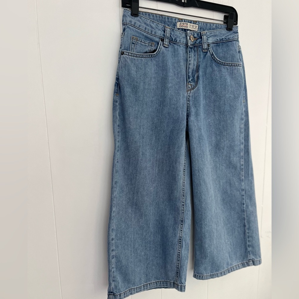 Zara Blue Flare Wide Leg Jeans - Picture 4 of 16